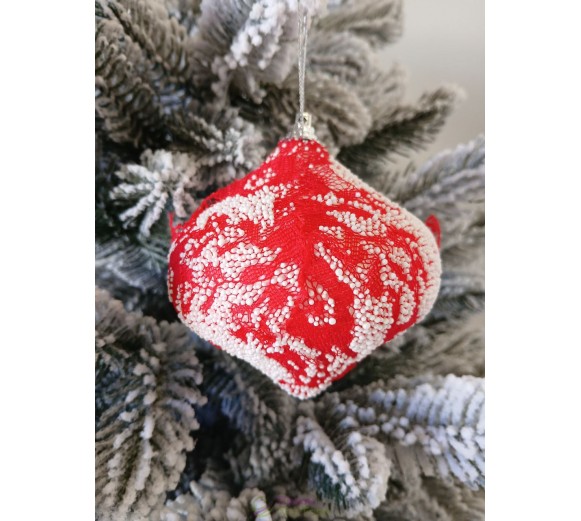 Ялинкова прикраса дзига червоного кольору Ø80мм, ціна за набір 3 шт (SH294)